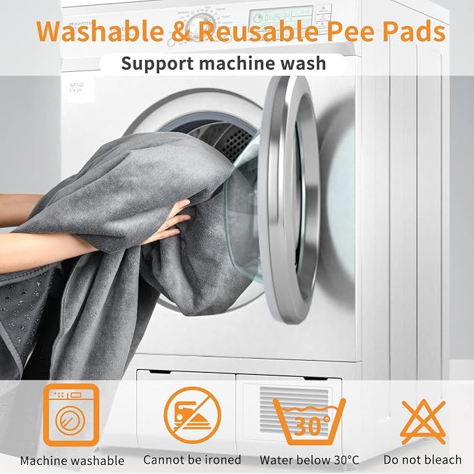 LOOBANI Washable Pee Pads for Dogs, 2 Pack Non-Slip and Leak-Proof,48"x48" | Super Absorbent Reusable Dog Pee Pads, Machine Washable, Extra Large Whelping Pads for Crate, Playpen, Floor, Housebreaking