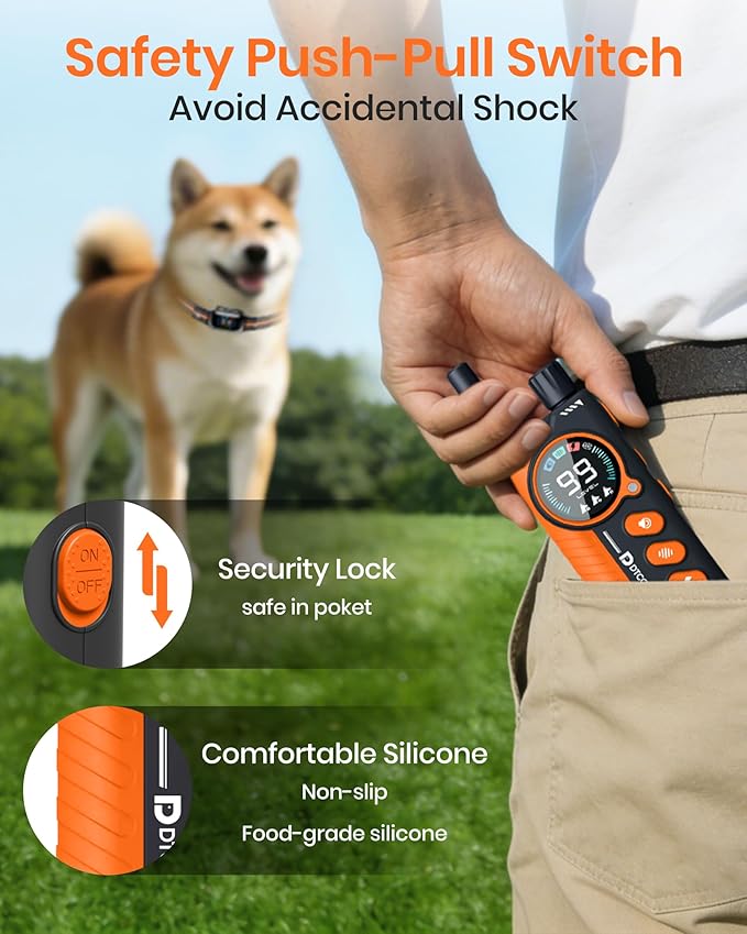 2-in-1 Bark & Shock Collar - Color Screen Dog Training Collar with Beep/Vibration/Shock/Anti Bark 4 Modes, 3300FT E Collar with Remote for Small to Large Dogs (8-120lbs), IP67 Waterproof Rechargeable