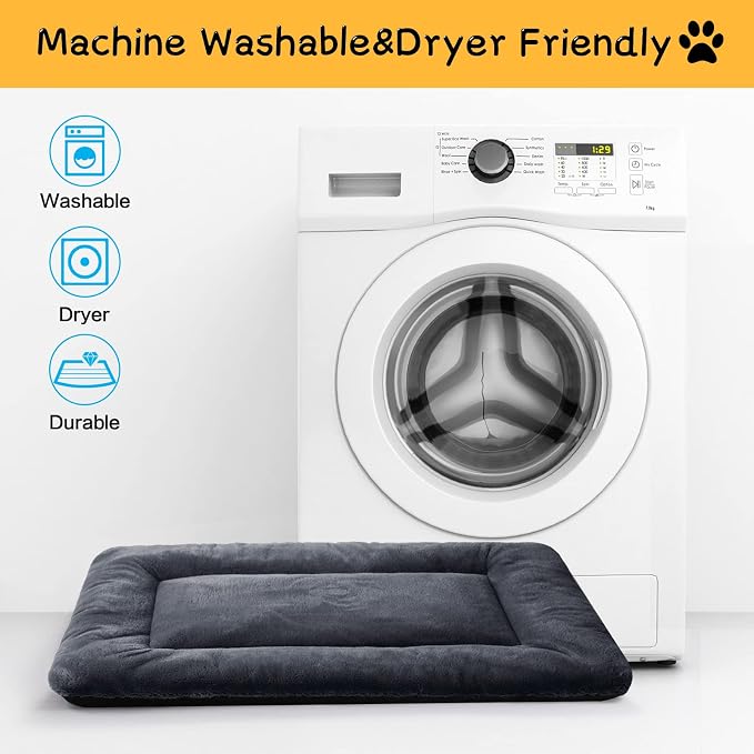 Dog Crate Pad Washable Dog Bed for Crate Large Cozy Mat 48-Inch Dark Gray | Ultra Soft Kennel Pad,Anti-Slip Bottom,Fits for Most Metal Crates,Comfortable Sleeping Pet Mat
