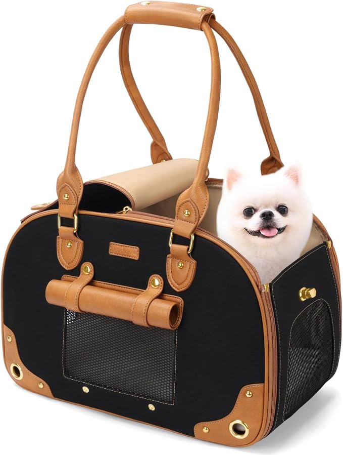 Dog Carrier Purse, Pet Carrier, Foldable Waterproof Premium Nylon Pet Travel Portable Bag Carrier for Cat and Small Dog Home/Outdoor Small Black