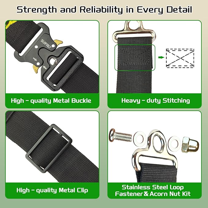 Bear Proof Trash Can Locks,Universal Animal-Proof Garbage Can Lid Straps Against Raccoons and Wildlife,Adjustable Heavy Duty Security Strap for 28-96 Gallon Outdoor Bins (4 PCS)