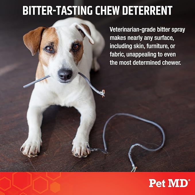 Pet MD No Chew Spray for Dogs & Cats - Multi-Surface Bitter Spray to Stop Biting & Chewing - Dog Deterrent Spray for Carpet, Furniture, Plants, & Skin - Anti Licking Cat Training Spray - 8 oz
