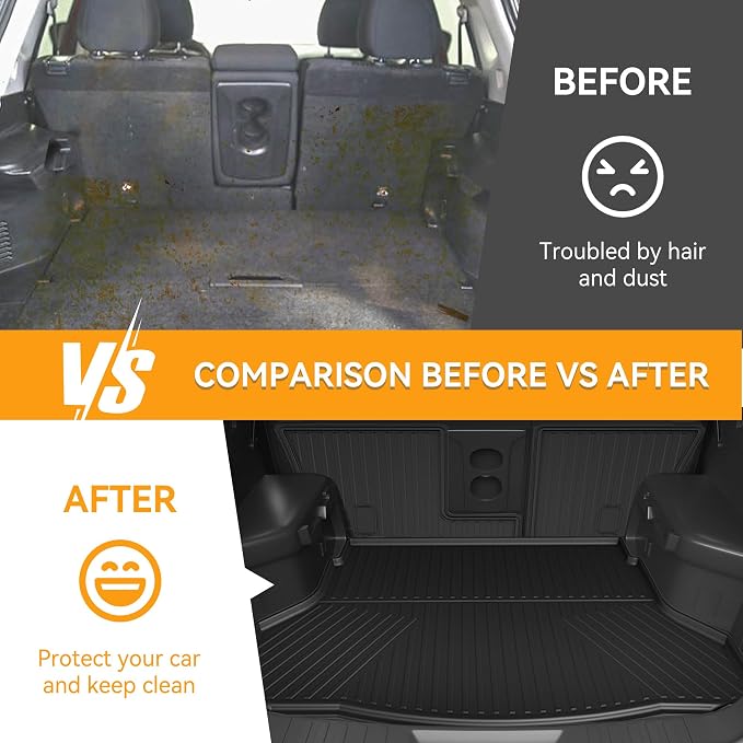 Cargo Mat Compatible with 2014-2020 Nissan Rogue (Not fit Sport Models): Backrest Mats TPE All-Weather Cargo Liner 2017 Rogue Accessories (Trunk Mat+Backrest Mats)