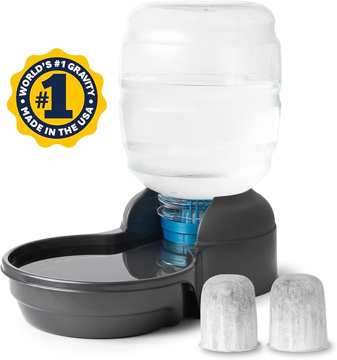 Petmate Replendish Automatic Dog Water Dispenser Gravity Pet Waterer with Microban Protection Base, 100% BPA Free - 4 Gallon, Wide Mouth Bowl, with 2 Extra Filters