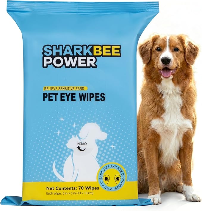 Bamboo Pet Eye Wipes for Dogs & Cats, Remove Tear Stains & Discharge, Daily Eye Cleaning for Clear & Bright Eyes (70)