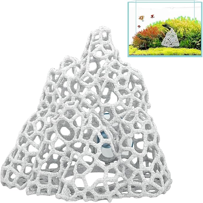 Cave with Suction Cup, Aquarium Betta Fish Hideout Habitat Decor, Stable Resting Hiding Place for Cherry Shrimp, Dwarf Shrimp, Guppy and Small Fish (White)