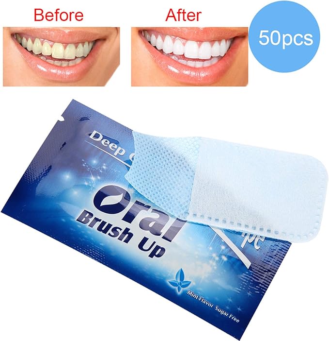 Tbest Finger Brush Teeth Wipes, Deep Cleaning Theet Wipes 50Pcs Wipes Clean Teeth Wipe Cloth Tooth Cleansing Tool for Oral Deep