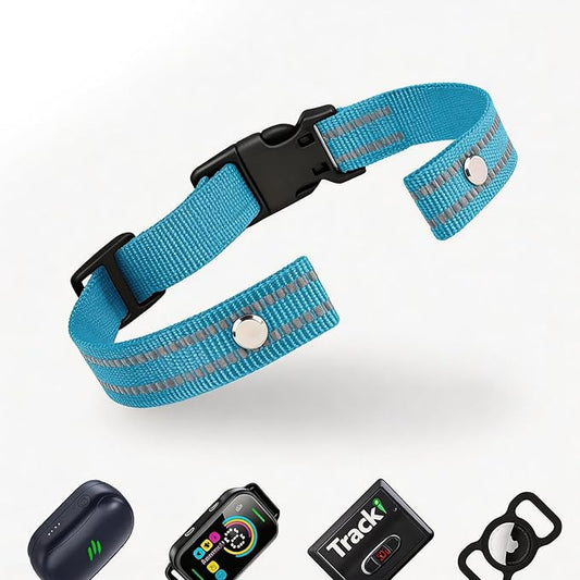 Collar Replacement Strap, Reflective Replacement Nylon Collar Strap Dog GPS Training Bark Receiver Collars, Durable Adjustable E Collar Straps for Small Medium Large Dogs, Blue