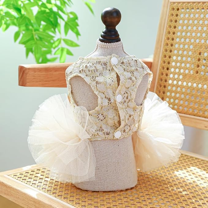 ANIAC Small Dog Dresses,Girl Puppy Princess Tutu Dress with Bow Knot,Cat Outfit,Chihuahua Yorkie Clothes for Birthday Wedding (Large, GL)