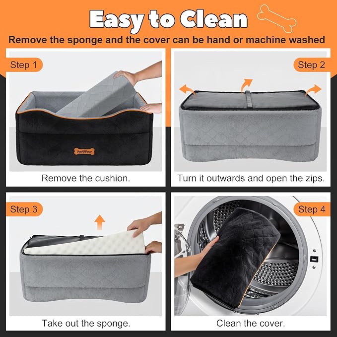 Dog Car Seat for Dog Under 50Lbs Medium or 2 Small Dogs Under 25Lbs | Booster Car Seat, Waterproof Cars Pet Bed with Thick Cushion & Safety Leash, Removable Pet Cars Seats for Travel