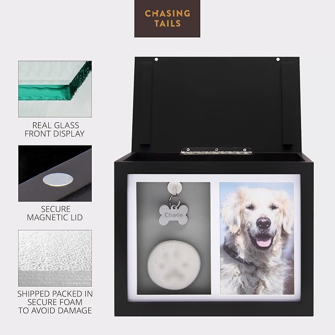 Chasing Tails Pet Urns for Dogs - Dog Urns for Ashes, Suitable for All Pets - Includes Paw Print Kit, Picture Frame and Photo Book for a Lasting Tribute and Keepsake Memory