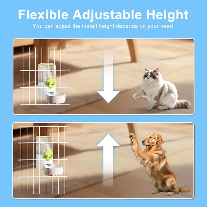 Distributeur d'eau à siphon par gravité automatique pour cage suspendue, distributeur d'eau automatique suspendu pour cage de 1 litre, gamelle d'eau pour chats, chiens, lapins, furets, chinchillas, oiseaux, hérissons, cochons d'Inde (vert clair)