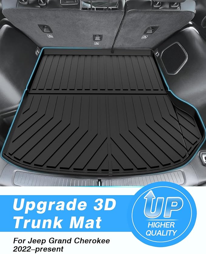 Powerty Trunk Mat for 2022-2024 2025 2026 Jeep Grand Cherokee Accessories Cargo Mats TPE All Weather Cargo Liner Heavy-Duty Trunk Liners(NOT for Grand Cherokee L)