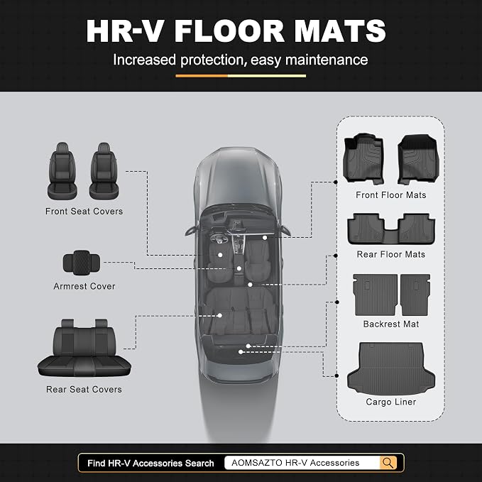 Floor Mats & Cargo Mat Fit for Honda HR-V 2023-2027 & Acura ADX 2025 2026 | All Weather TPE Custom Fit Honda HRV Sport/LX/EX-L Floor Liners Full Set Car Accessories