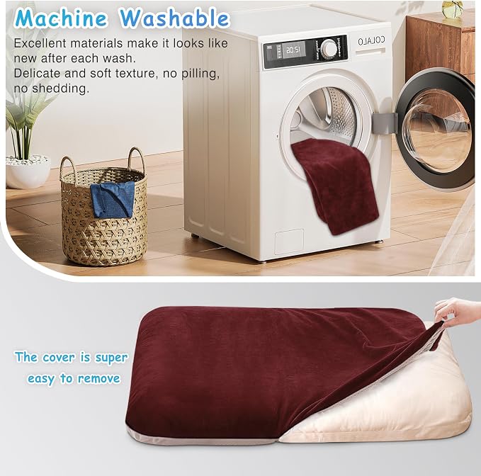 Magic Dog Super Soft Extra Large Dog Bed, 47 Inches Jumbo Orthopedic Foam Pet Beds with Anti Slip Bottom, Dog Sleeping Mattress with Removable and Washable Cover, Burgundy XL