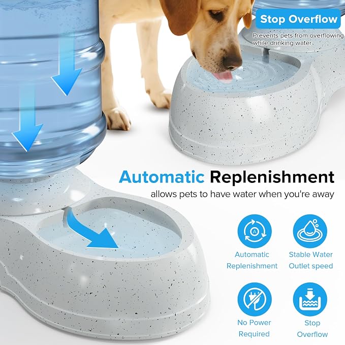 Kenond 3 Gallon Large Dog Water Dispenser, Automatic Gravity Water Bowl | Wide Mouth, Easy to Clean/ Gravity Filled/ Large Capacity/ Multi Pet Home