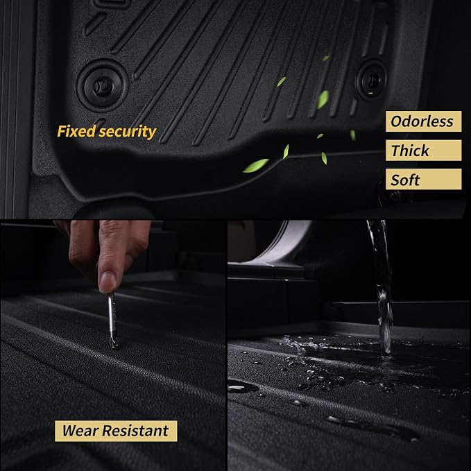 Floor Mats for Acura MDX 2014-2020 (only for 7 Seat, No Hybrid Models) with Trunk Mat & Backrest Mat TPE All Weather Protection 3 Rows Floor Liner & Cargo Liners Accessories