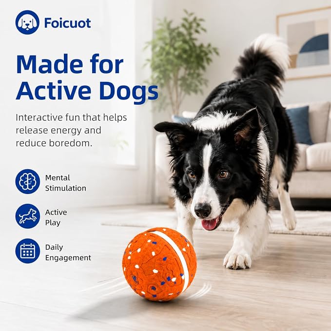 Interactive Dog Ball Toy[Newly Upgraded], Durable E-TPU Material, 3 Play Modes with Colorful Lights, E-TPU USB-C Rechargeable, IPX7 Waterproof Rating for Puppy, Medium and Large Dogs