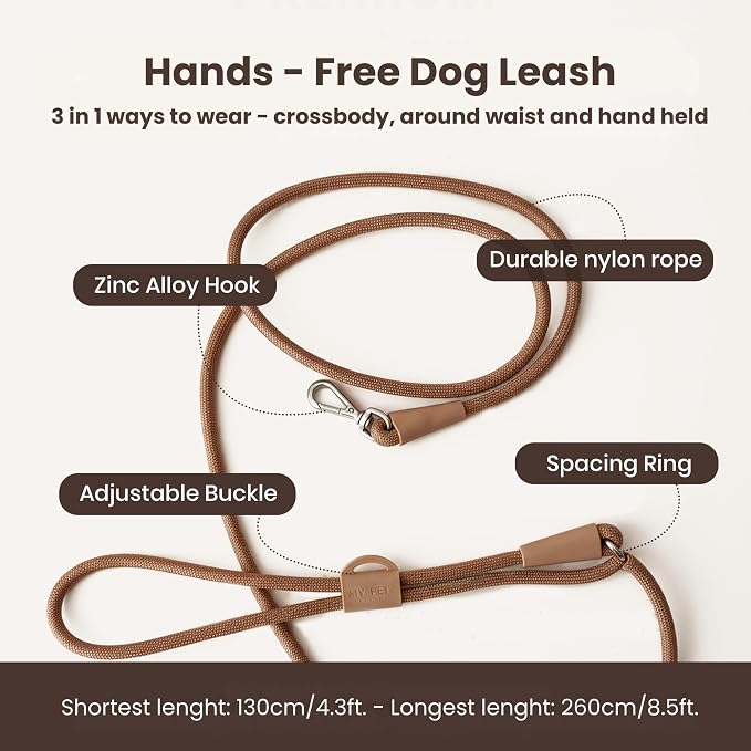 No Pull Dog Harness and Leash Set 3-in-1 Adjustable Anti Pull Dog Harness with Hands-Free Matching Leash,Poop Bag Holder,Easy Walk Dog Harness Small Sized Dog(Cocoa)