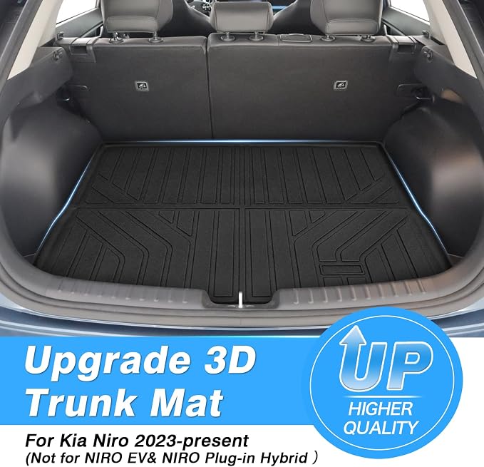 Powerty Cargo Mat Compatible for Kia NIRO 2023 2024 2025 2026 (Not for NIRO EV& NIRO Plug-in Hybrid Accessories All Weather Cargo Liner TPE Rear Trunk Mat