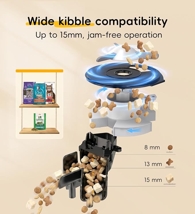 7L Automatic Cat Feeder 2 Cats, 5G WiFi Dog Food Dispenser with APP Control | APP Control, Dual Power Supply, Up to 12 Meals Per Day, 10s Voice Recorder, 2 Stainless Steel Bowls