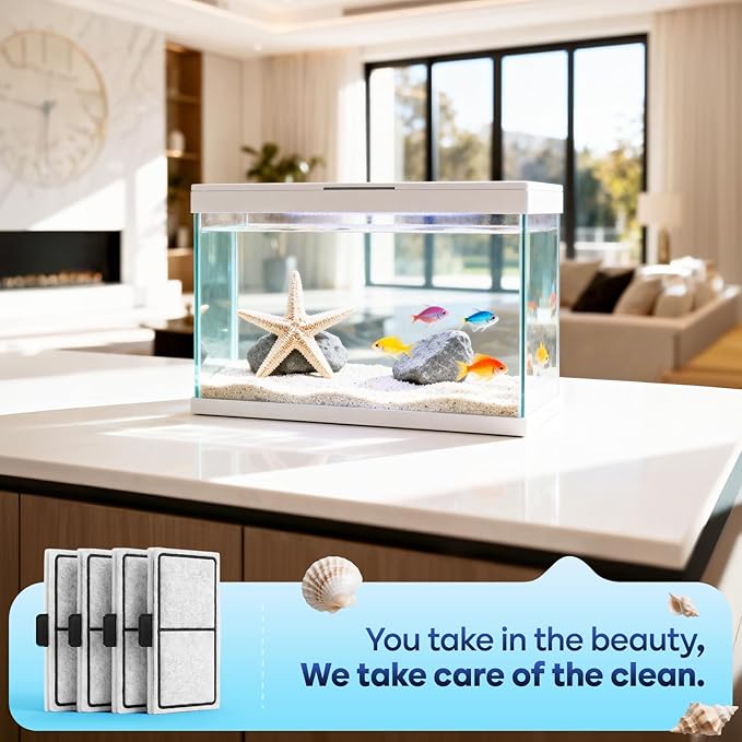 12-Pack EF-S Replacement Filter Cartridges for BF5 BettaFlo Aquarium, Professional Triple Filtration to Keep Water Crystal Clear & Fish Healthy, High-Density Activated Carbon Refills for Fish Tank
