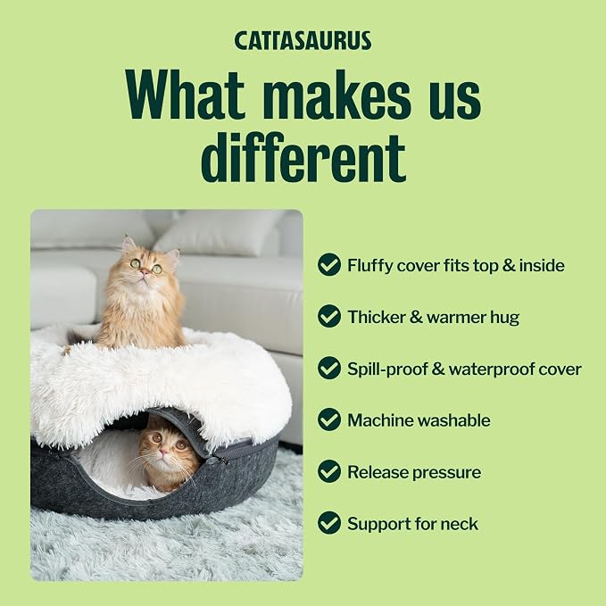 Peekaboo Cat Cave for Multiple & Large Cats Up to 30-45 Lbs, Fluffy Cat Beds for Indoor Cats, Scratch Detachable & Washable Tunnel Bed, Comfy Donut Cave (Dark Gray, Large (Calming))