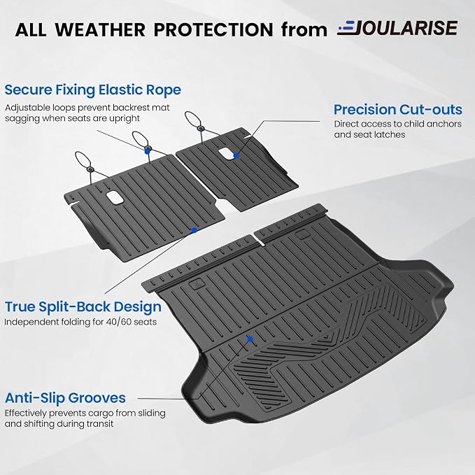 Cargo Mat Backrest Mats for 2023-2025 2026 2027 Honda HR-V, All Weather TPE Backrest Mat Trunk Mat Cargo Liner Storage Mats Accessories for HRV