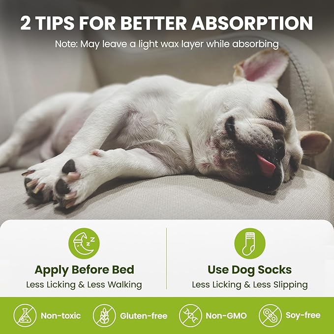 PawSono Lick-Safe Dog Paw & Nose Balm with Coconut Oil | All-Natural Moisturizer & Soother for Dry, Cracked Pads & Snout | Heat & Cold Pavement Protection Wax, Nose Butter for Bulldogs (2.1 oz / 60 g)