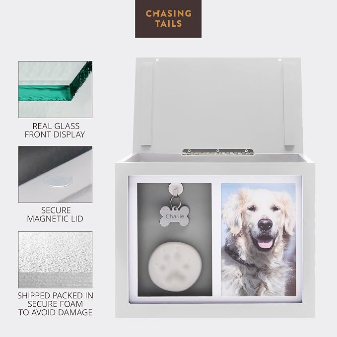 Chasing Tails Pet Urns for Dogs - Dog Urns for Ashes, Suitable for All Pets - Includes Paw Print Kit, Picture Frame and Photo Book for a Lasting Tribute and Cherish Precious Memories