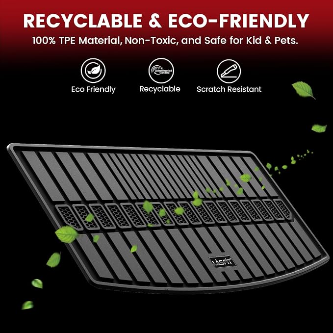 LASFIT Cargo Mat for Jeep Grand Cherokee L 2021-2025 2026, Black | 6 Seaters and 7 Seaters, Custom Fit Accessories, Trunk Mat, All Weather, TPE