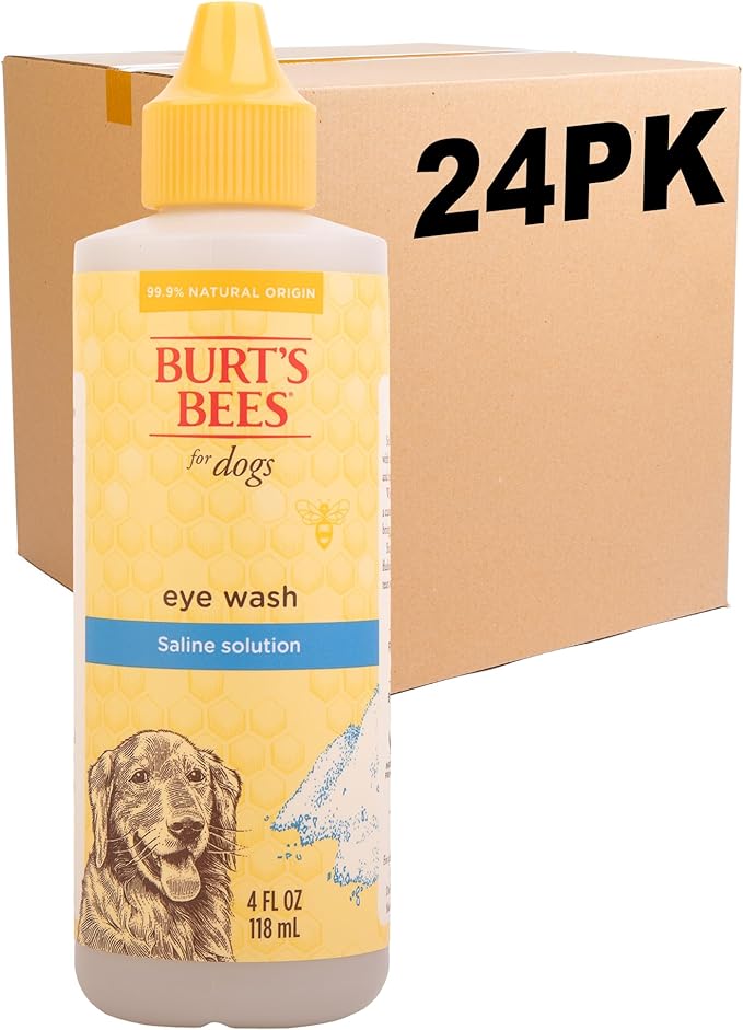 Burt's Bees for Pets Dog Eye Wash with Saline Solution, Gentle Eye Cleaner for Dogs and Puppies, Tear Stain and Debris Rinse for Sensitive Eyes, Natural Origin Formula, 4 Fl Oz - 24 Pack