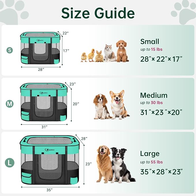 Siedihit Dog Playpen, Cat Pet Puppy Crate, Portable Playpens Indoor Outdoor | Portable Tent Travel Camping Use,Foldable Dog Kennel Tent Crate for Rabbit Small Animals with Carrying Case(Green,Small )