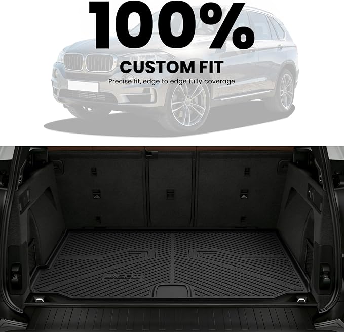 LASFIT Trunk Mat for BMW X5 2014 2015 2016 2017 2018, All Weather TPE Cargo Mats Custom Fit Cargo Liner Front & Rear Trunk Liner, Black