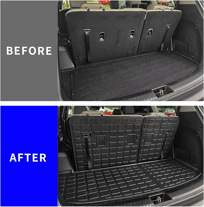 Rongtaod Cargo Mat Compatible with 2020-2025 Kia Telluride (Not for 2027) Cargo Liner Trunk Mat TPE All Weather Back Seat Cover Protector 2024 Telluride Accessories (Trunk Mat with Backrest Mat)