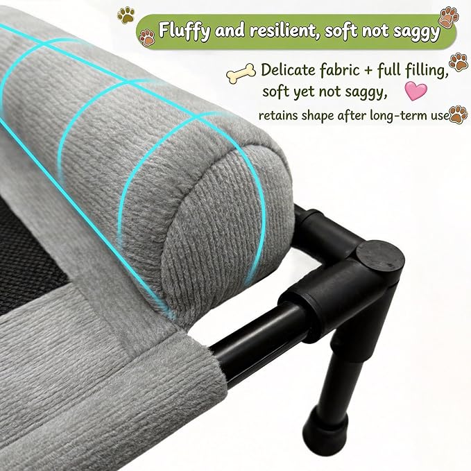 Raised Dog Bed for Small Dogs,Cooling Elevated Bolster Dog Cot,Indoor Outdoor Breathable Mesh Dog Hammock with Metal Frame,Dog Sofa Camping Dog Bed (31.5" L x 23.62" W x 6.69" H)