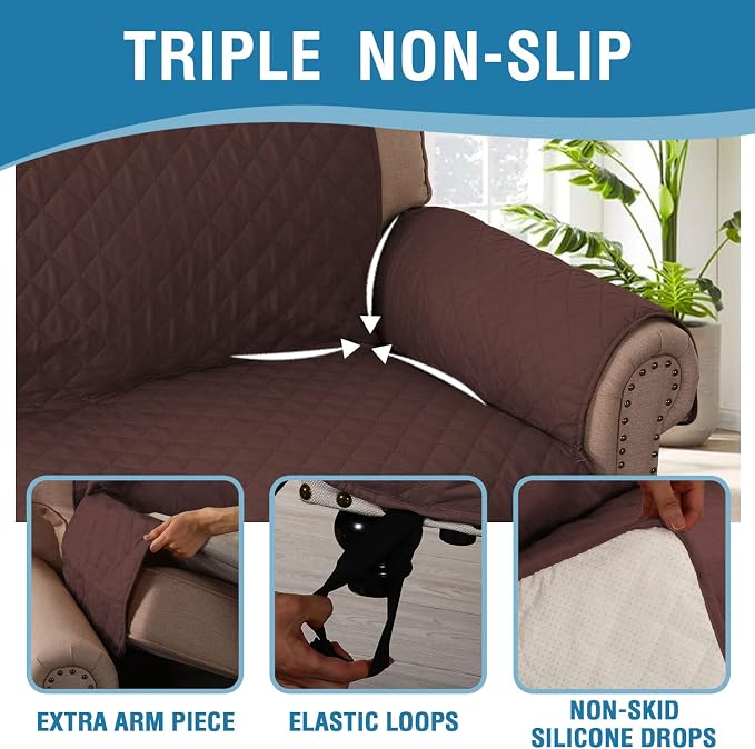 H.VERSAILTEX Sofa Slipcover Sofa Cover 100% Waterproof Couch Cover with Elastic Straps Furniture Protector for Pets Kids Children Dog Cat(Oversized Sofa, Chocolate)