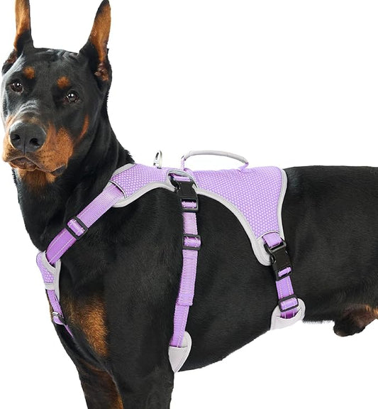 Escape Proof Dog Harness, Dachshund Harness, Reflective Dog Harness with Handle, Durable,Adjustable Vest for Small Medium Large Dogs Walking, Training, and Running Gear (Lavender Purple,XL)