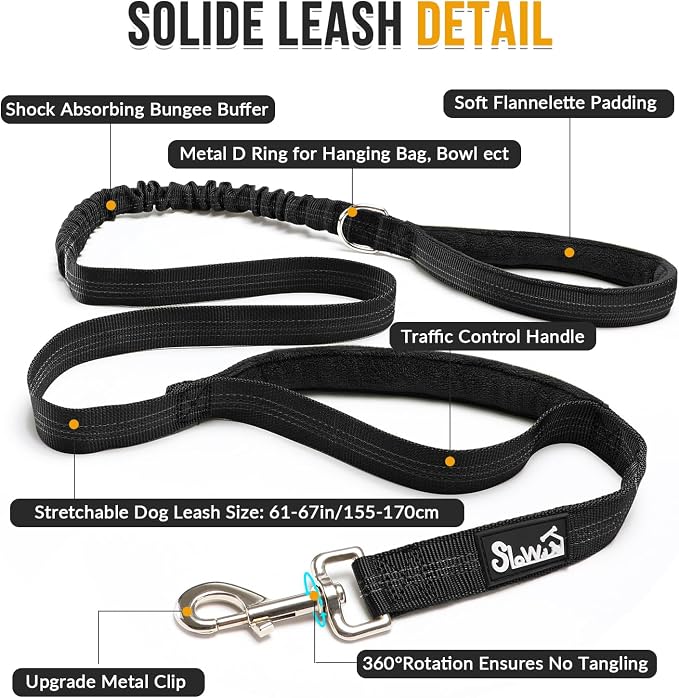 SlowTon No Pull Dog Harness with Front Clip - Heavy Duty, Soft Padded | Neck & Chest Adjustable, Tactical Pet Vest and Leash Set for Large Medium Sized Dogs, for Easy Walk & Training, Black L