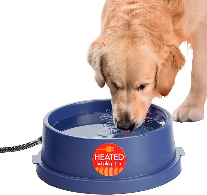 K&H Pet Products Thermal-Bowl Heated Water Bowl for Cats & Dogs Outside, Safety Listed Outdoor Heated Dog Dish for Pets, Automatic No Freeze, Anti Chew Cord - 96 Ounces Blue 25W | Outdoor Water Stays Unfrozen In Winter. Outdoor Heated Dog Dish for Pets...