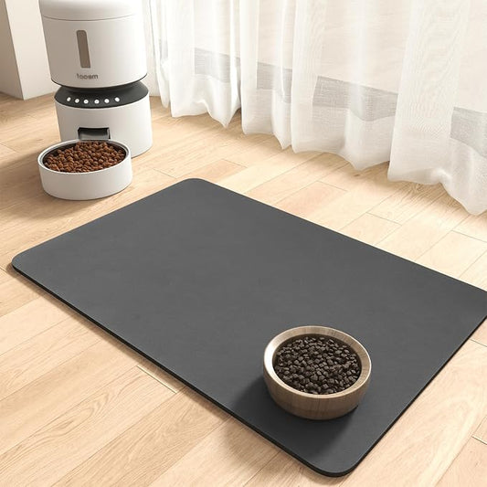 MontVoo-Absorbent Pet Feeding Mat-No Stains Pet Mat for Food and Water Bowl-Quick Dry Cat & Dog Food Mat Water Dispenser Mat-Pet Supplies Mat-Dog Water Bowl Mat for Messy Drinker,（Darkgrey,16"x24"）
