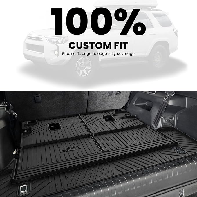 LASFIT Cargo & Backrest Mats for Toyota 4Runner 2010-2024 (Only for 7 Seats), All Weather Custom Fit Cargo Liner for Toyota 4 Runner TPE Mats Seatback Mat & Trunk Mat, Black