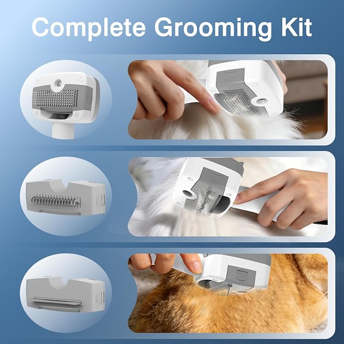Dog Grooming Vacuum, 13000Pa & 2L Dust Cup & <55dB, 5-in-1 Self-Cleaning Pet Hair Vacuum with Spray Brush for Shedding, Quiet Deshedding Kit for Dogs Cats | self-cleaning with spray brush for shedding,Quiet <55dB,Includes clipper & steam brush,Home gro...