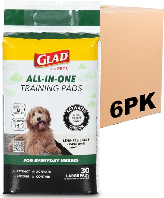 Glad for Pets Black Charcoal Puppy Pads, All-in-One | Puppy Potty Training Pads That ABSORB & NEUTRALIZE Urine Instantly | New & Improved Quality Puppy Pee Pads, 150 count - 2 Pack | Super-absorbent, disposable pads for potty training, crate training, ...