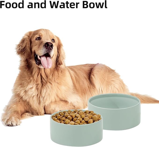 Havniva Ceramic Dog Bowls, Dog Food and Water Bowl Set, Dog Water Bowl | 7.3” Ceramic Dog Food Bowls with Non-Slip Rubber Base, Large Capacity, Dog Feeding Bowls for Medium Dogs