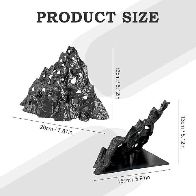 Rockery Cave, Aquarium Betta Fish Hideout Habitat Decor, Stable Resting Hiding Place for Cherry Shrimp, Dwarf Shrimp, Guppy and Small Fish (Black)