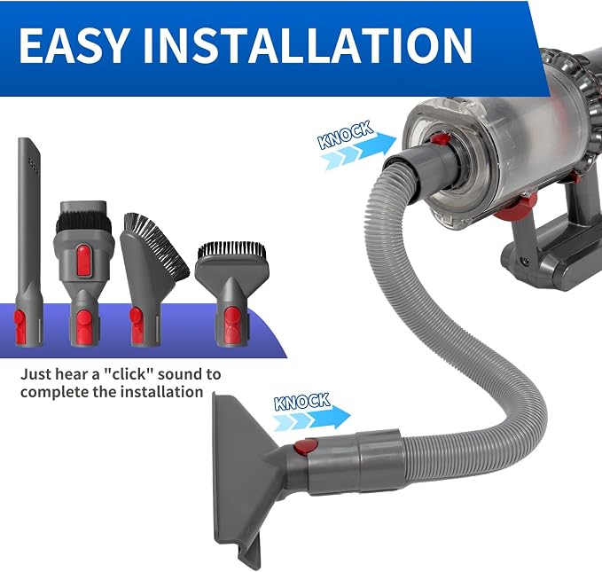 Vacuum Attachment Kit Compatible with Dyson V7 V8 V10 V11 V15 Cleaner | Flexible Extension Hose Mattress Tool Stiff Brush Soft Bristle and Flexible Crevice Tool for Home Cleaning