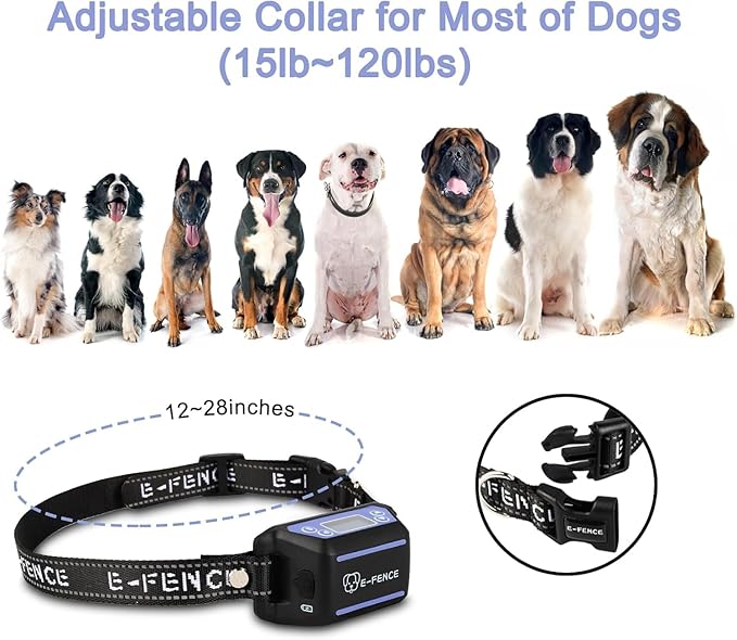 GPS Wireless Dog Fence, Electric Dog Collar Fence,Adjustable Warning Strength, Pet Containment System for Outdoor, Suitable for All Dogs,Rechargeable, Outdoor Use Only