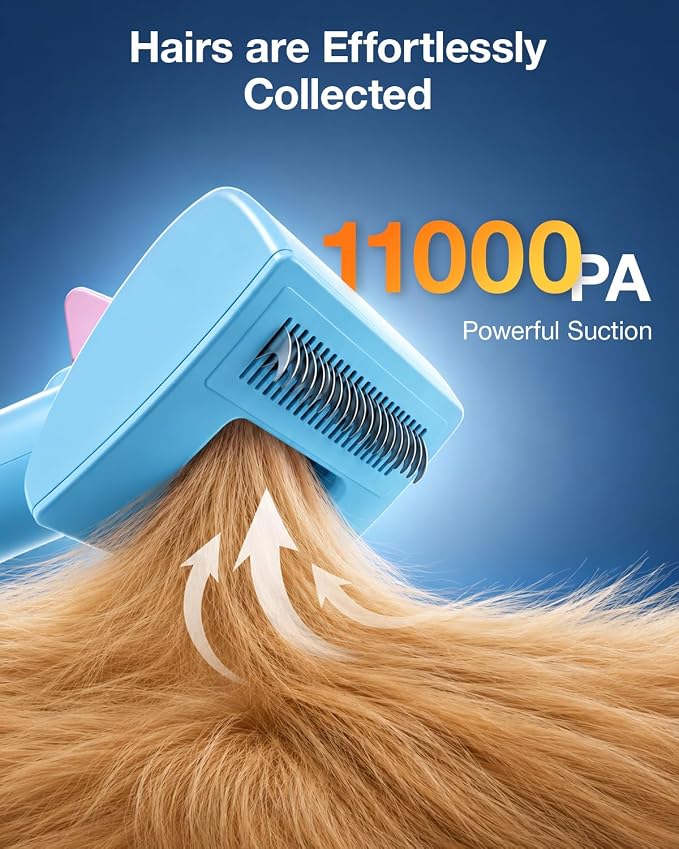 PETGUGU Dog Grooming Vacuum & Dryer for Shedding 7-in-1 Pet Clipper | All-in-One Dog Grooming Kit: vacuuming, brushing, shedding, trimming & drying. 3 adjustable temp, 2.5L dust cup, low noise.