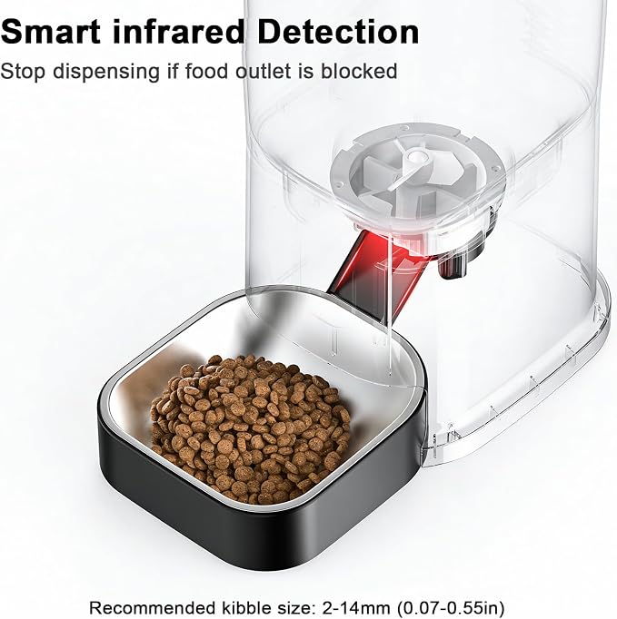 Automatic Cat Feeder,2.4G WiFi Automatic Dog Food Dispenser，Auto Dog Feeder with APP Control,5L Timed Auto Cats Food Dispenser w 2-Way Audio for Multiple Pet